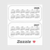 2026 Transparent 2027 Kalender von Janz Aufkleber (Blatt)