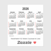 2026 Transparenter 52-Wochen-Kalender von Janz Aufkleber (Blatt)