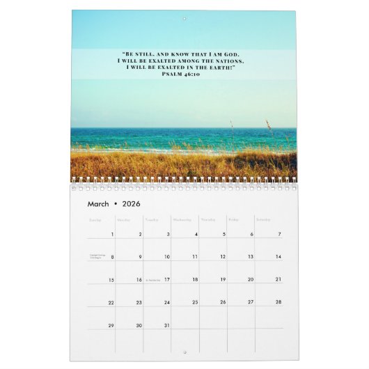 2026 Tropischer Strand Hochwertige Psalmen Bibelve Kalender (Mär 2026)