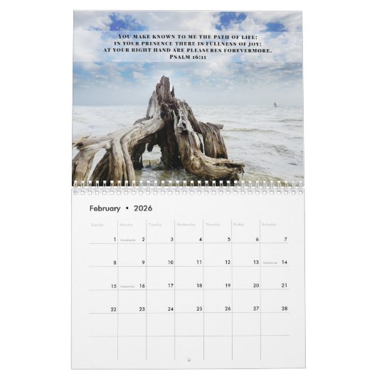 2026 Tropischer Strand Hochwertige Psalmen Bibelve Kalender (Feb 2026)
