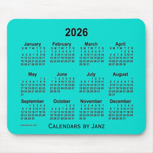 2026 Türkiskalender von Janz Mouse Pad Mousepad (Vorne)