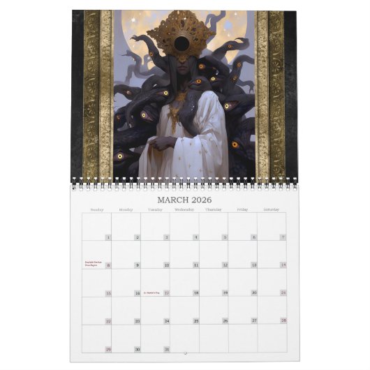 2026 Uncanny Gods Dark Fantasy Horror Art Calendar Kalender (Mär 2026)