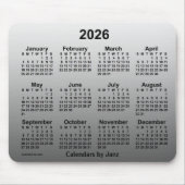 2026 Verblassener weißer Kalender von Janz Mouse P Mousepad (Vorne)