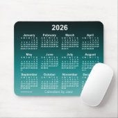 2026 Verblasster Cyan Neon Calendar von Janz Mouse Mousepad (Mit Mouse)