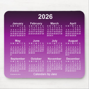 2026 Verblasster Lila Neonkalender von Janz Mouse  Mousepad