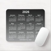 2026 Verblasster Schwarzer Kalender von Janz Mouse Mousepad (Mit Mouse)