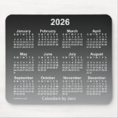 2026 Verblasster Schwarzer Kalender von Janz Mouse Mousepad (Vorne)