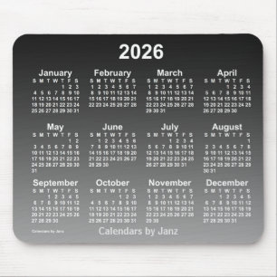 2026 Verblasster Schwarzer Kalender von Janz Mouse Mousepad