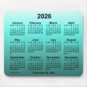 2026 Verblichener Aquamariner Kalender von Janz Mo Mousepad (Vorne)