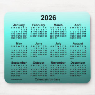 2026 Verblichener Aquamariner Kalender von Janz Mo Mousepad