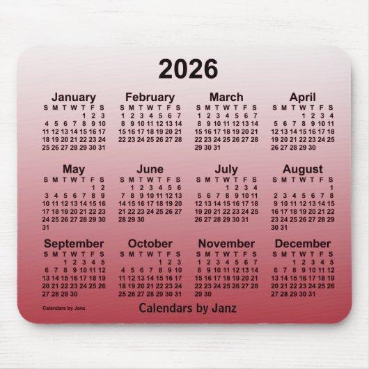 2026 Verblichener Kirschkalender von Janz Mouse Pa Mousepad (Vorne)