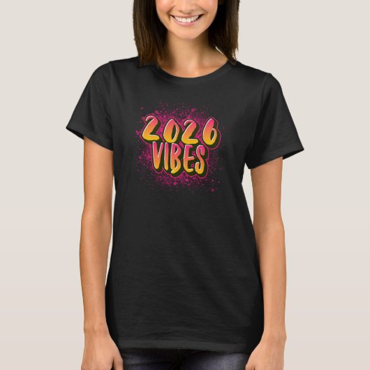 2026 VIBES Graffiti Streetwear Graphic T-Shirt (Vorderseite)