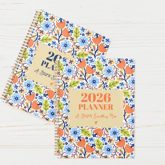 2026 Vintage Personalized Yearly & Monthly Floral Planer