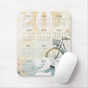 2026 Vintager Aquarellkalender Mousepad