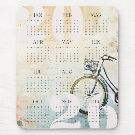2026 Vintager Aquarellkalender Mousepad (Vorne)