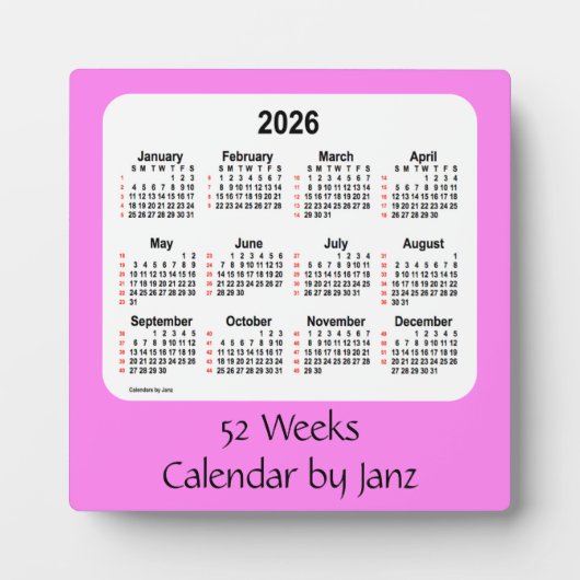 2026 Violet 52 Weeks Calendar von Janz Fotoplatte (Vorderseite)
