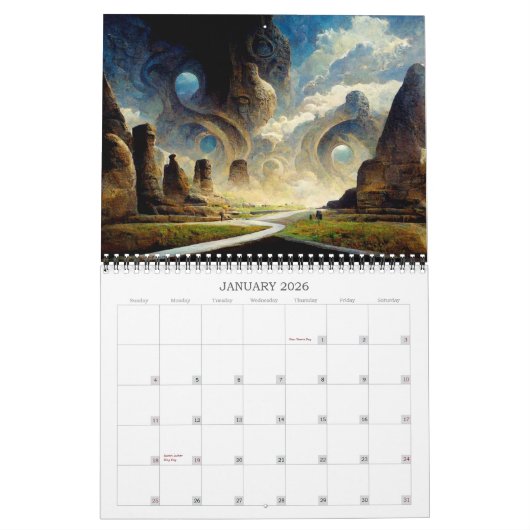 2026 Visionäre Dimensionen 3 Surreale Landschaften Kalender (Jan 2026)