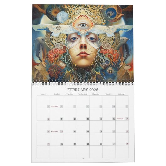 2026 Visionäre Dimensionen 9 surreale Kunst Kalender (Feb 2026)