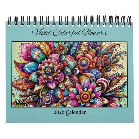 2026 Vivid Colorful Flowers Calendar Kalender (Titelbild)