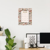 2026 Vögel Blumen Kalender Poster (Heimbüro)