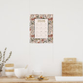 2026 Vögel Blumen Kalender Poster (Küche)