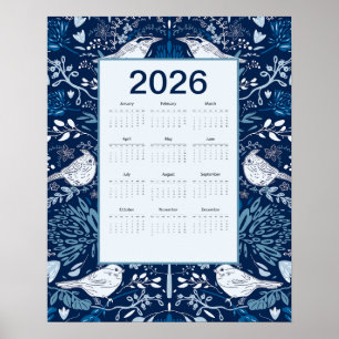 2026 Vögel Kalender Poster