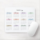 2026 VOLLES JAHR KALENDER PASTEL HANDSCHRIFTLICHE MOUSEPAD (Mit Mouse)