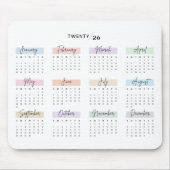 2026 VOLLES JAHR KALENDER PASTEL HANDSCHRIFTLICHE MOUSEPAD (Vorne)