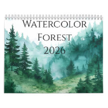 2026 Wald-Wasserfarben-Kalender: Ein Jahr der Ruhe