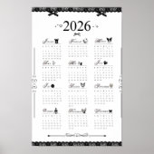 2026 Wandkalender Poster | Ästhetische schwarze Sp (Vorne)
