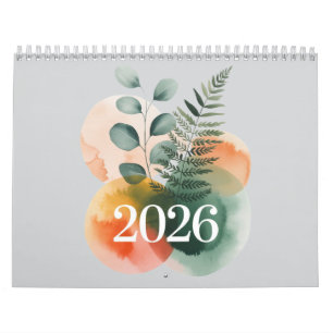 2026 Wasserfarbe-Botanik-Kalender – Elegantes Mini Kalender