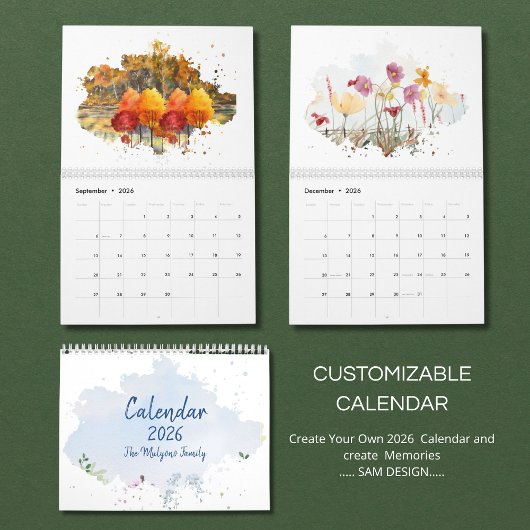 2026 Watercolor Landscape Calendar | Scenic Nature Kalender