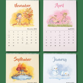 2026 Watercolor Seasons Calendar Kalender