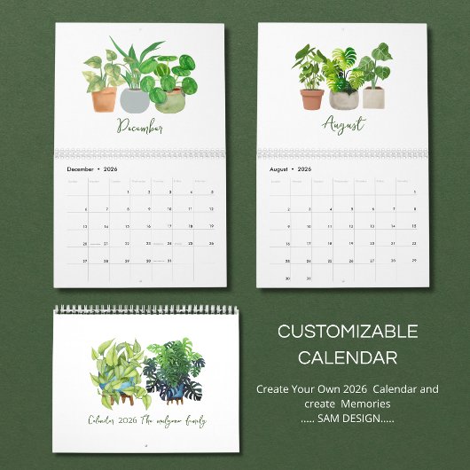 2026 Watercolor Succulent & Leaf Calendar | Botani Kalender