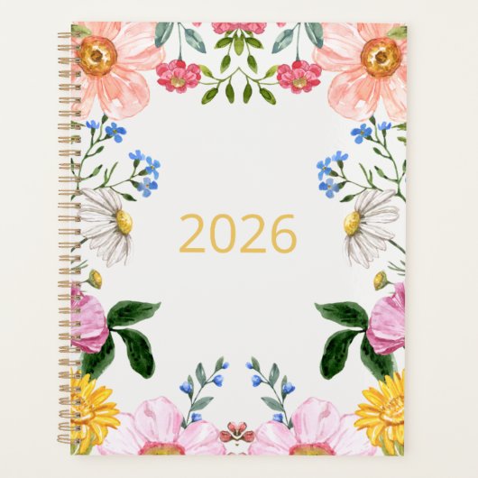 2026 Weekly Planer Whimsical Wildblumen (Vorderseite)