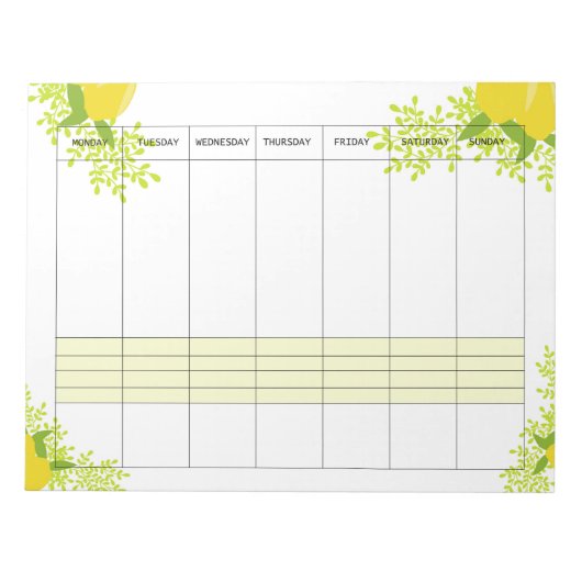 2026 weekly planner lemon notizblock (Vorderseite)