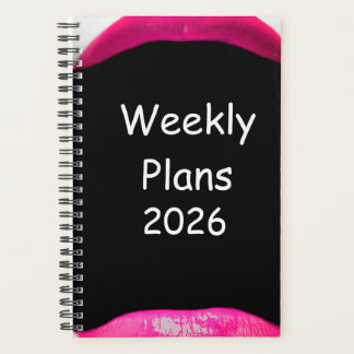 2026 Weekly plant einfache, rosa Lips Design Planer