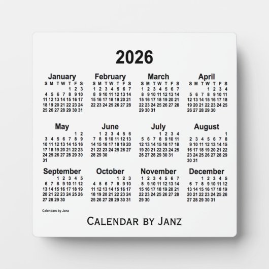 2026 Weißbuch-Kalender von Janz Fotoplatte (Vorderseite)