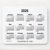 2026 Weißer 52-Wochen-Kalender von Janz Mousepad (Vorne)