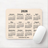 2026 Weißer Kalender der Antike von Janz Mouse Pad Mousepad (Mit Mouse)