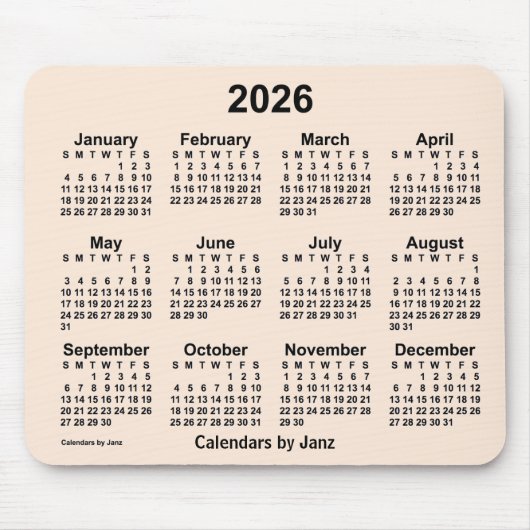 2026 Weißer Kalender der Antike von Janz Mouse Pad Mousepad (Vorne)