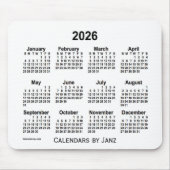 2026 Weißer Kalender von Janz Mouse Pad Mousepad (Vorne)