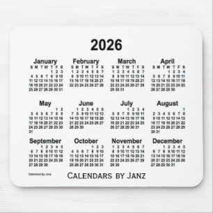2026 Weißer Kalender von Janz Mouse Pad Mousepad