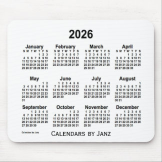 2026 Weißer Kalender von Janz Mouse Pad Mousepad