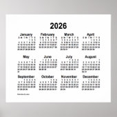 2026 Weißer Kalender von Janz Print Poster (Vorne)
