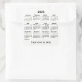 2026 Weißkalender von Janz Square Sticker (Tasche)