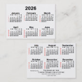 2026 White 52 Week Calendar by Janz Business Cards Visitenkarte (Vorne/Hinten)
