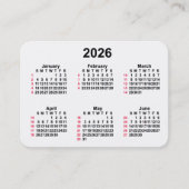 2026 White 52 Week ISO Calendar by Janz Visitenkarte (Vorderseite)