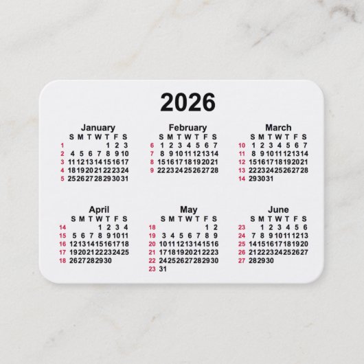 2026 White 52 Week ISO Calendar by Janz Visitenkarte (Vorderseite)