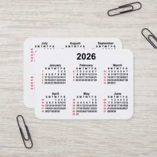 2026 White 52 Week ISO Calendar by Janz Visitenkarte